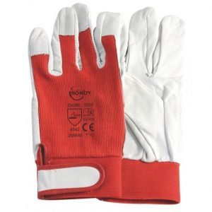 paire de gants Docker en cuir rouge et blanche en cuir de taille 7