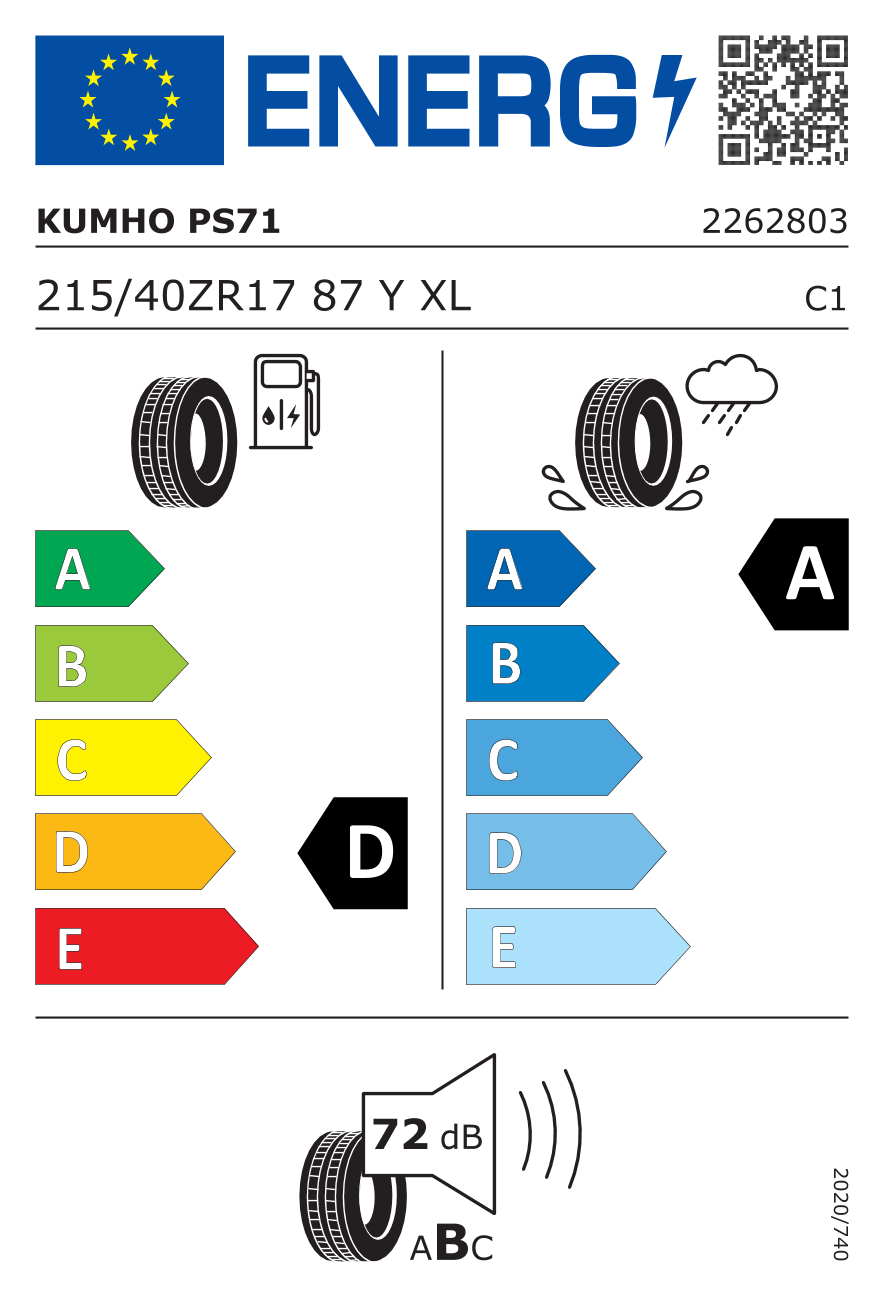 Pneu KUMHO PS71XL 215/40 R17 87Y | Carter-cash