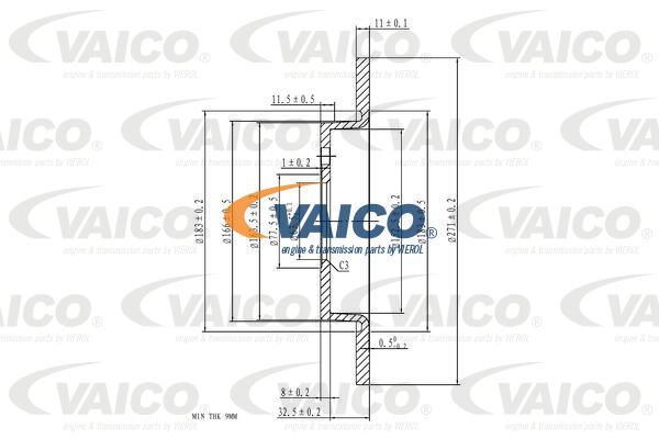 Disque de frein VAICO V25-40212 (Vendu à l'unité)
