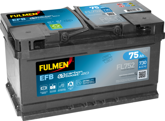FULMEN - Batterie voiture Start & Stop 12V 75AH 730A (n°FL752)