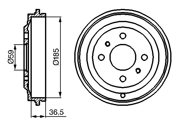 Tambour de frein BOSCH 0 986 477 125 (Lot de 2)