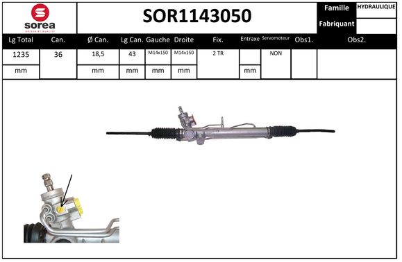 Crémaillère de direction hydraulique SEEAC SOR1143050