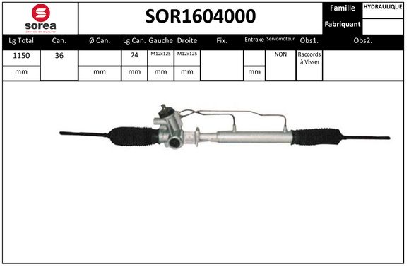 Crémaillère de direction hydraulique SEEAC SOR1604000
