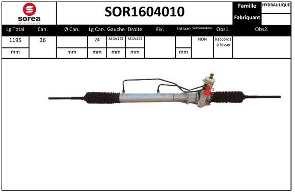 Crémaillère de direction hydraulique SEEAC SOR1604010