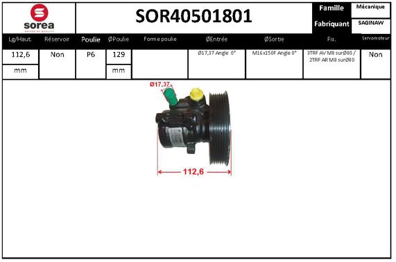 Pompe de direction assistée SEEAC SOR40501801