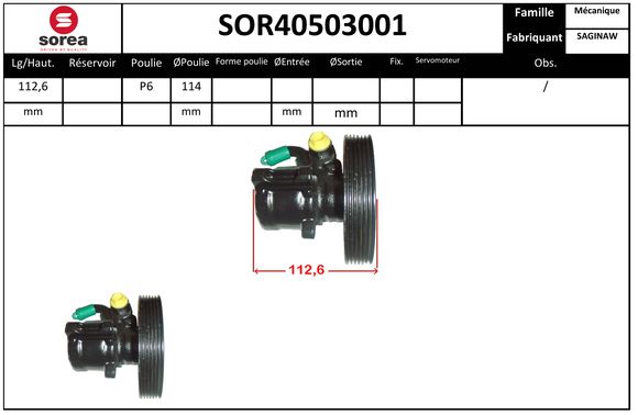 Pompe de direction assistée SEEAC SOR40503001