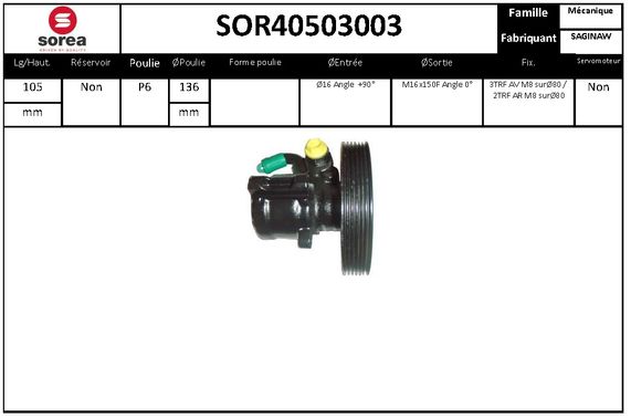 Pompe de direction assistée SEEAC SOR40503003