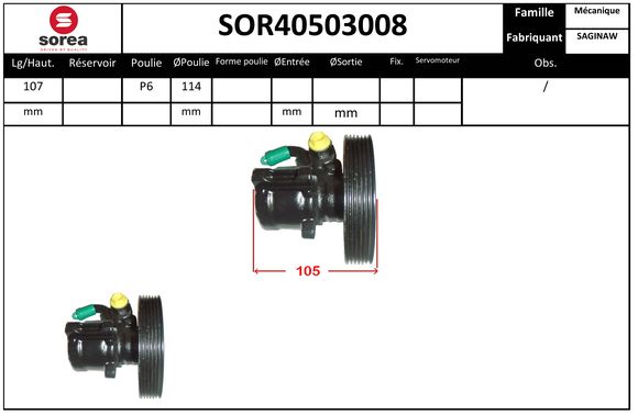 Pompe de direction assistée SEEAC SOR40503008