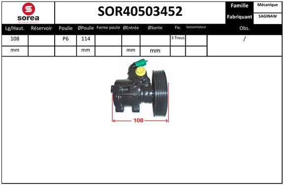 Pompe de direction assistée SEEAC SOR40503452