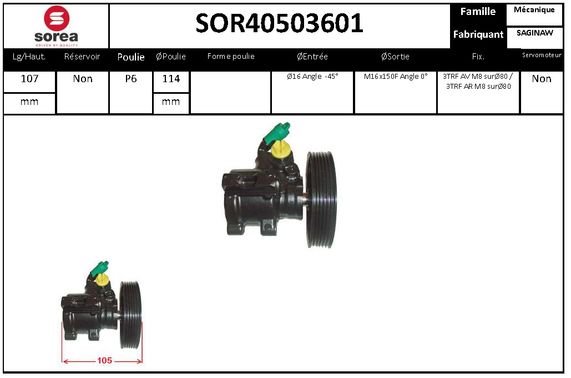 Pompe de direction assistée SEEAC SOR40503601