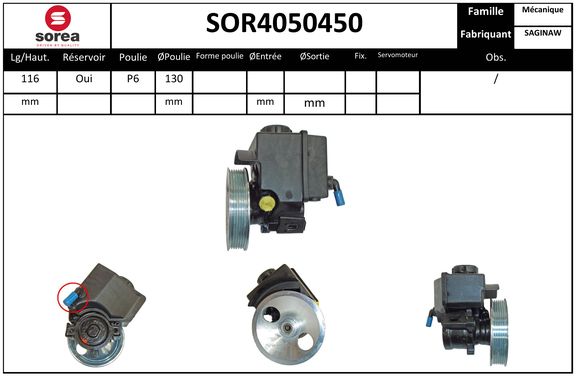 Pompe de direction assistée SEEAC SOR4050450
