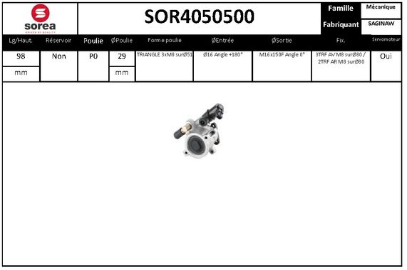 Pompe de direction assistée SEEAC SOR4050500