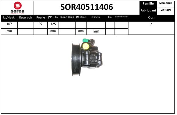 Pompe de direction assistée SEEAC SOR40511406