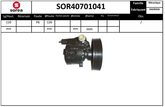 Pompe de direction assistée SEEAC SOR40701041