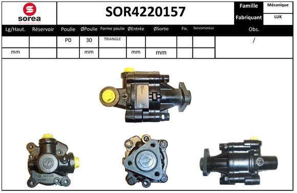 Pompe de direction assistée SEEAC SOR4220157