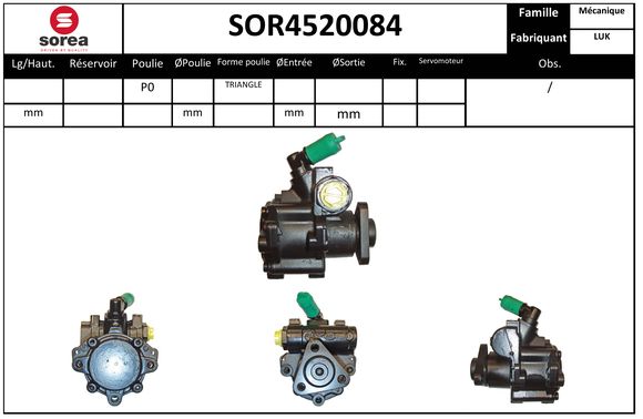 Pompe de direction assistée SEEAC SOR4520084