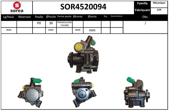 Pompe de direction assistée SEEAC SOR4520094