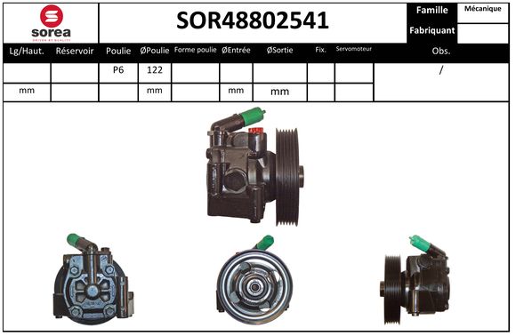 Pompe de direction assistée SEEAC SOR48802541
