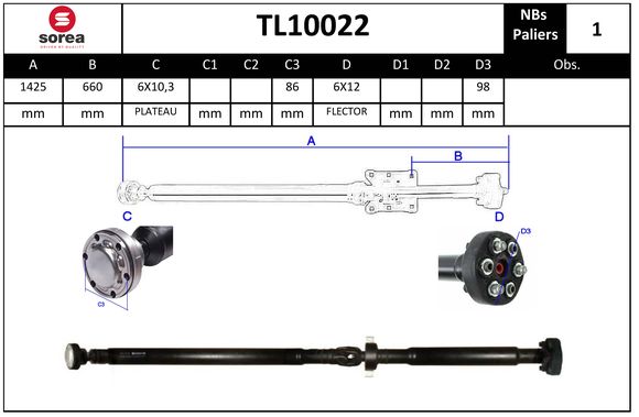 Arbre de transmission d'entraînement essieux SEEAC TL10022