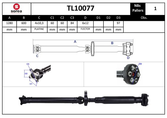 Arbre de transmission d'entraînement essieux SEEAC TL10077