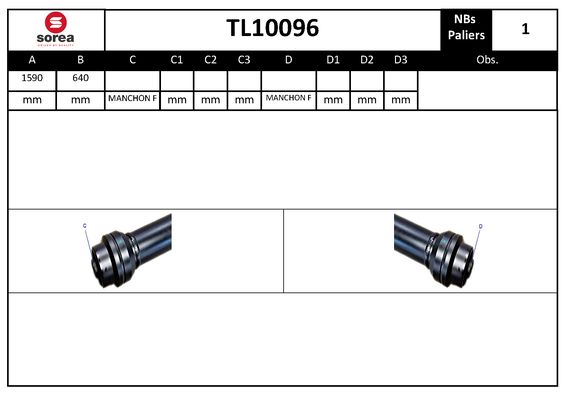 Arbre de transmission d'entraînement essieux SEEAC TL10096