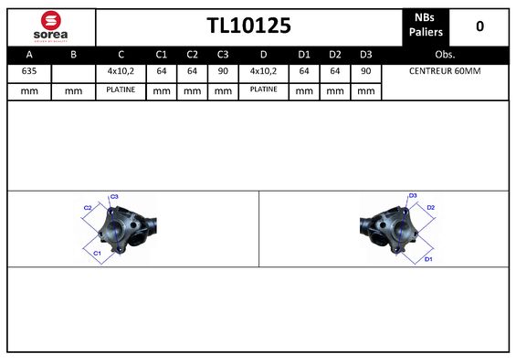 Arbre de transmission d'entraînement essieux SEEAC TL10125