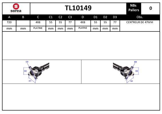 Arbre de transmission d'entraînement essieux SEEAC TL10149