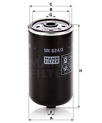 Filtre à carburant MANN-FILTER WK 824/3