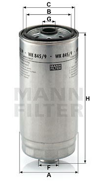 Filtre à carburant MANN-FILTER WK 845/9