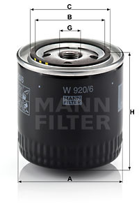 Filtre à huile MANN-FILTER W 920/6
