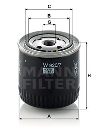 Filtre à huile MANN-FILTER W 920/7