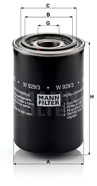 Filtre à huile MANN-FILTER W 929/3