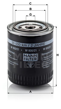 Filtre à huile MANN-FILTER W 930/21