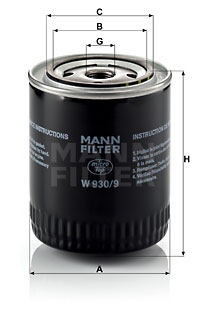 Filtre à huile MANN-FILTER W 930/9