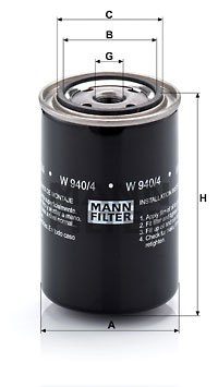 Filtre à huile MANN-FILTER W 940/4