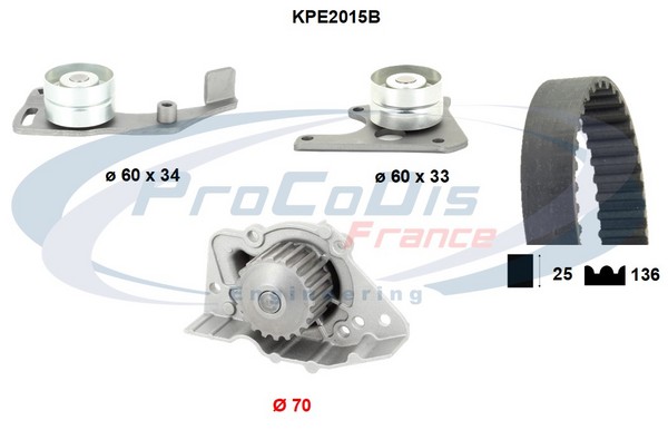 Kit de distribution + pompe à eau PROCODIS FRANCE KPE2015B