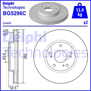 Jeu de 2 disques de frein DELPHI BG5296C