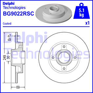 Disque de frein DELPHI BG9022RSC (Vendu à l'unité)