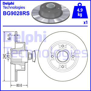 Disque de frein DELPHI BG9028RS (Vendu à l'unité)