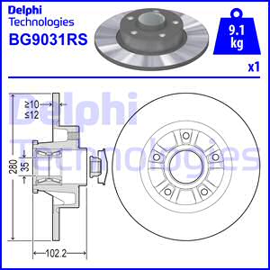 Disque de frein DELPHI BG9031RS (Vendu à l'unité)