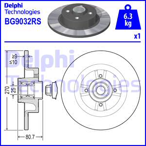 Disque de frein DELPHI BG9032RS (Vendu à l'unité)