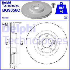 Disque de frein DELPHI BG9056C (Vendu à l'unité)