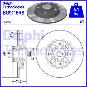 Disque de frein DELPHI BG9116RS (Vendu à l'unité)