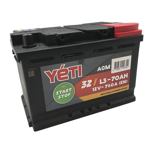 YETI - Batterie voiture Start & Stop AGM 70AH 760A (n°32)