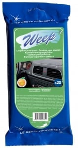 Paquet de 20 lingettes nettoyantes pour plastique Weep