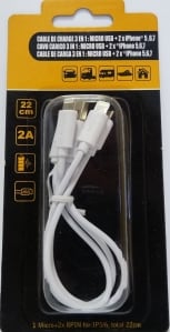 Câble USB pour Iphone 5/6 et micro USB de 22 cm