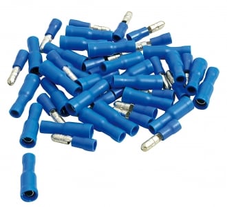 Lot de 50 cosses cylindrées 4 MM bleues 25 mâles/25 femelles
