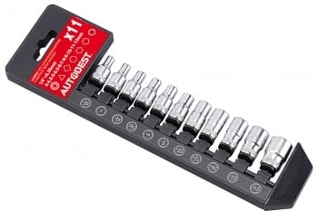 Lot de 11 douilles multi-empreintes carré 1/4