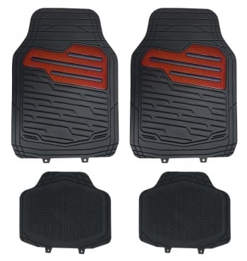 Jeu de 4 tapis en pvc, kevlar noir talonnette rouge