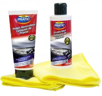 Kit de rénovation optiques (2 microfibres, 1 polish, 1 protecteur)